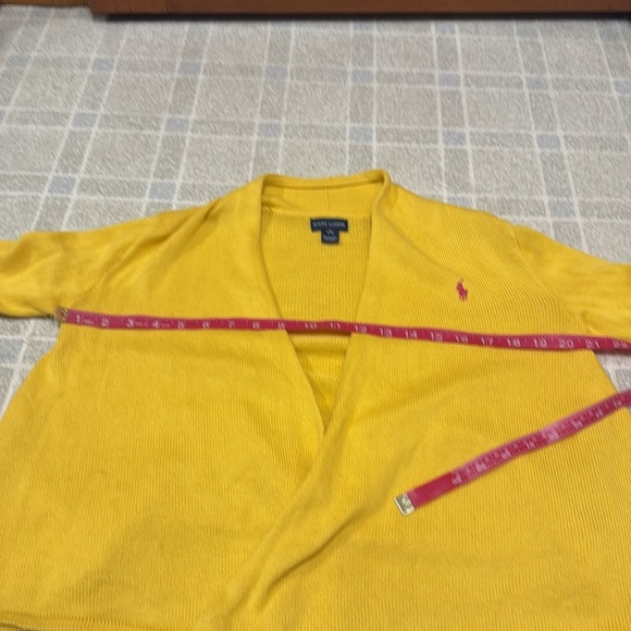 Polo by Ralph Lauren Cropped Open Cardigan Yellow Sweater size M (8-10) - Picture 7 of 8